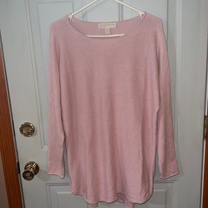 Michael Kors long pink sweater with side zippers sz L